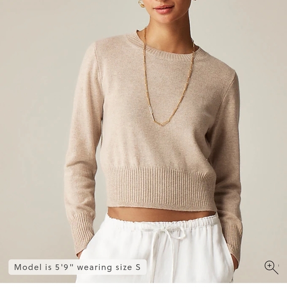 J. Crew Sweaters - Cashmere shrunken crewneck sweater J. Crew Light Beige Crew Neck Sweater